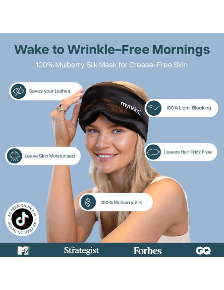 Máscara de Sueño de Seda MyHalos 3D para Dormir - Negra Máscara de Sueño de Seda MyHalos 3D para Dormir - Negra