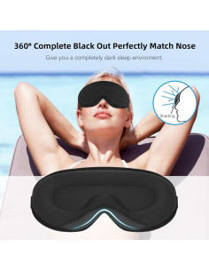 Máscara para dormir 3D ANPKEC, bloquea 99% luz, ajustable 2