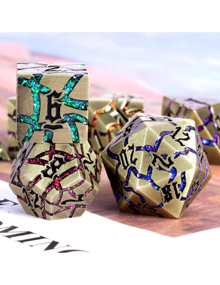 Juego de Dados DND de Metal Maywin 7 Piezas Poliedricos