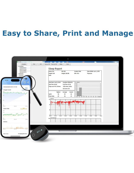 Monitor de Oxígeno Wellue O2Ring Bluetooth Recargable - Oximetro de Pulso con APP