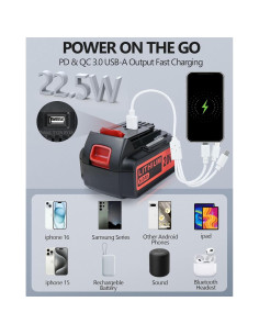 Cargador USB-C 20V 6.0Ah Black & Decker para Aspiradora 2