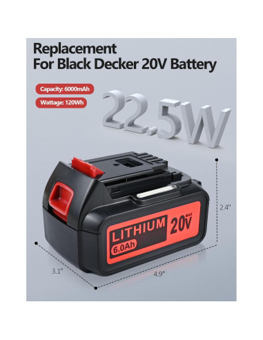 Cargador USB-C 20V 6.0Ah Black & Decker para Aspiradora