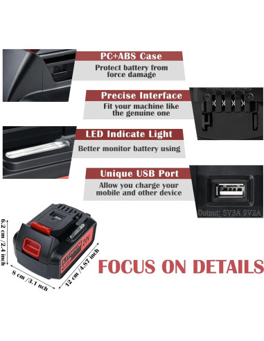 Cargador USB-C 20V 6.0Ah Black & Decker para Aspiradora