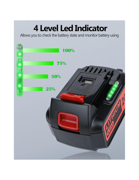 Cargador USB-C 20V 6.0Ah Black & Decker para Aspiradora