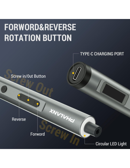 Destornillador Eléctrico PHALANX Mini 3.7V 60 Piezas Destornillador Eléctrico PHALANX Mini 3.7V 60 Piezas