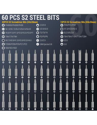 Destornillador Eléctrico PHALANX Mini 3.7V 60 Piezas