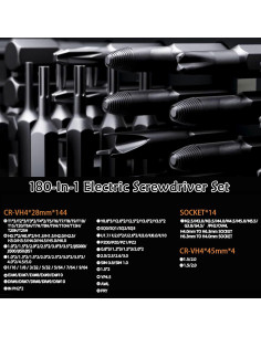 Juego de Destornillador Eléctrico ZNikoyidy 180 en 1 con 162 Puntas 2
