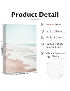 Arte de Pared Oceánico Youillne Juego de 3 Lienzo 40x60 cm 2