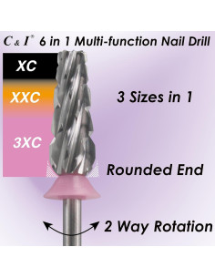 Broca de Uñas 6 en 1 C & I Triple Grueso Punta Redondeada 2