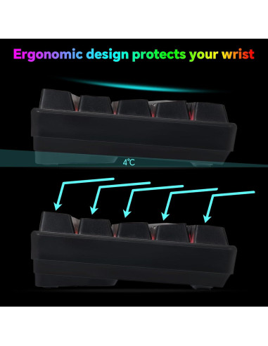 CHONCHOW Combo Teclado y Ratón Inalámbricos 68 Teclas LED