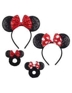 Set Diadema Orejas de Ratón y Scrunchies Zhezesmila - 4 Piezas