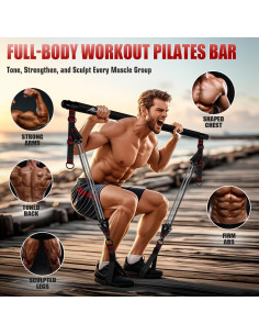 Kit de Barra de Pilates HPYGN con Bandas de Resistencia 150kg 2