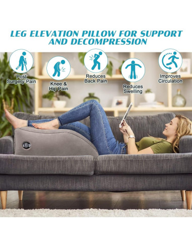 Cojín en cuña inflable BLABOK para elevar piernas 63x50 cm