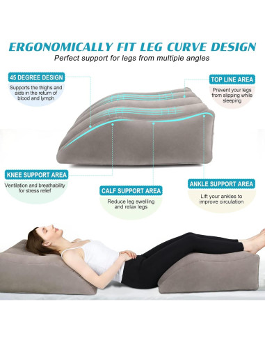 Cojín en cuña inflable BLABOK para elevar piernas 63x50 cm
