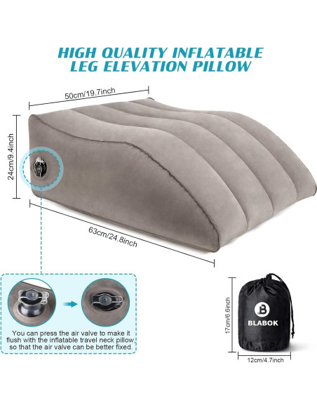 Cojín en cuña inflable BLABOK para elevar piernas 63x50 cm