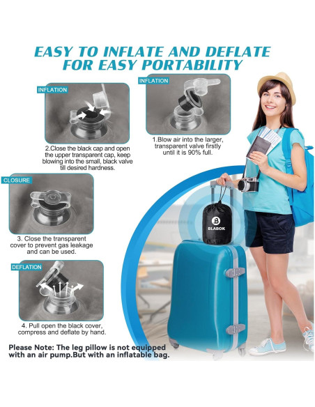 Cojín en cuña inflable BLABOK para elevar piernas 63x50 cm