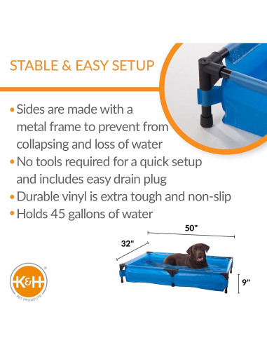Piscina para Mascotas K&H Extra Grande 127x81cm Plegable