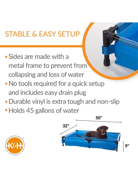 Piscina para Mascotas K&H Extra Grande 127x81cm Plegable