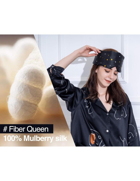 Máscara de Sueño de Seda Fleur&Yang Ajustable Estrella