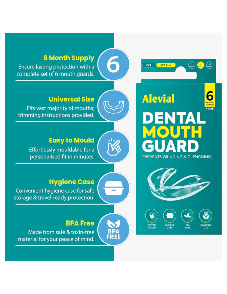 Protector Bucal Alevial para Bruxismo y TMJ - 6 Unidades