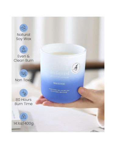 Vela Aromática M&SENSE Eucalipto y Lavanda 400g 80h