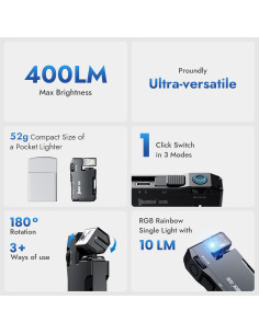 Linterna EDC Recargable WUBEN G5, 400 Lúmenes, Mini y Magnética 2