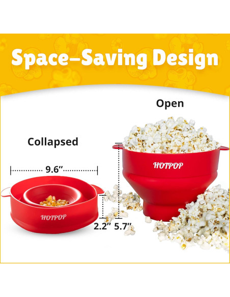 Hacedor de Palomitas HotPop Silicona Plegable 15 Tazas Negro