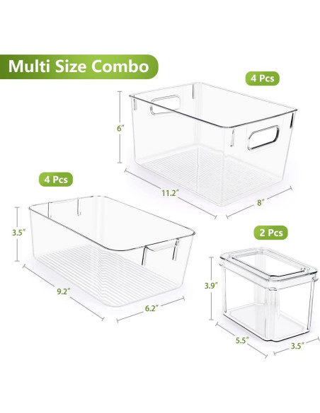 Juego de 10 Organizadores de Alimentos YKIOKE - Plástico Transparente Juego de 10 Organizadores de Alimentos YKIOKE - Plástico Transparente