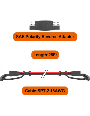 Cable de Extensión SAE 7.62m 16AWG POWISER Conector Rápido