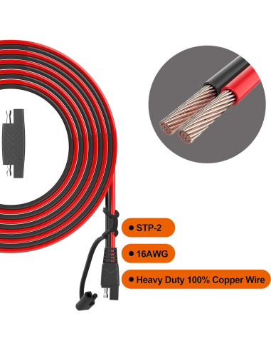Cable de Extensión SAE 7.62m 16AWG POWISER Conector Rápido