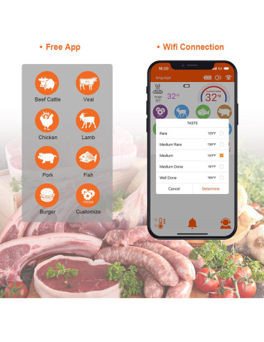 Termómetro de Carne Inalámbrico Hongkang - Digital 152,4 m