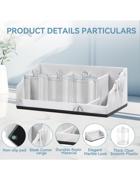 Organizador de Baño TuCao de Mármol con 3 Soportes Blanco