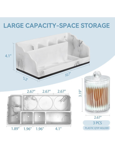 Organizador de Baño TuCao de Mármol con 3 Soportes Blanco