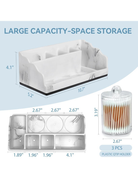 Organizador de Baño TuCao de Mármol con 3 Soportes Blanco