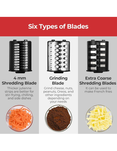 Rallador Eléctrico ATBKIT 250W 6 Cuchillas Acero Inoxidable