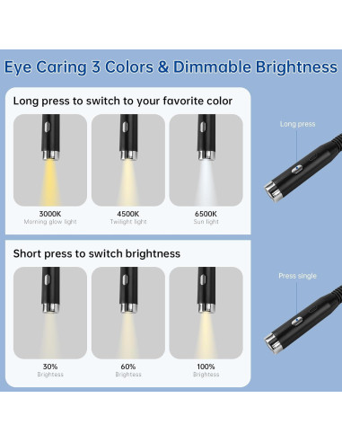 Luz de lectura LED recargable HHUWRUL F4, 3 niveles de brillo