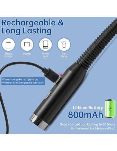 Luz de lectura LED recargable HHUWRUL F4, 3 niveles de brillo