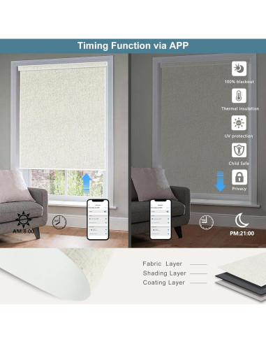 Persianas Motorizadas Bringnox 100% Oscurecimiento 50.8x50.8cm