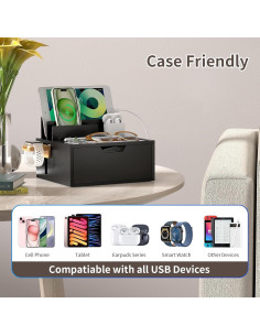 Estación de Carga de Bambú Pezin & Hulin 5 Puertos Negro 2