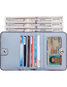 Billetera Toughergun Mujer Compacta Bifold Cuero RFID Azul 2