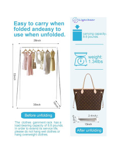 Perchero Plegable Ligtchser para Viajes 134.62 cm Blanco 2