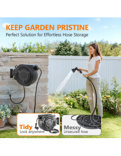 Carrete de Manguera de Jardín Retráctil Wikiwiki 30.48 m 2