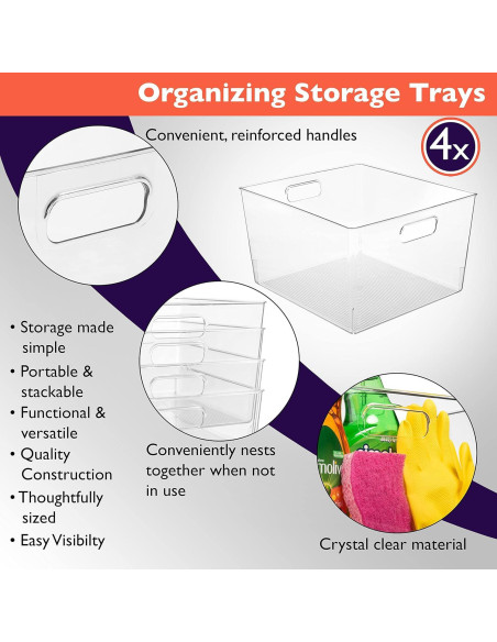 Bins de Almacenamiento ClearSpace 4 Unidades 30x28x18 cm