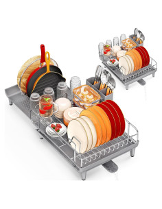 Estante Expandible para Platos TOOLF de Acero Inoxidable Gris