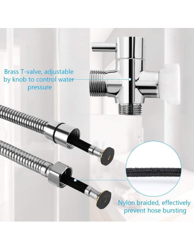 Rociador de Bidet de Mano GASLIKE Acero Inoxidable 10 Piezas