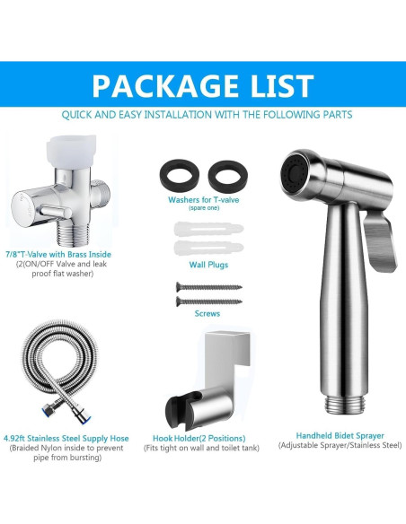 Rociador de Bidet de Mano GASLIKE Acero Inoxidable 10 Piezas Rociador de Bidet de Mano GASLIKE Acero Inoxidable 10 Piezas