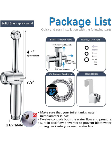 Rociador de Bidet de Mano SonTiy Cromo 20 cm con Manguera