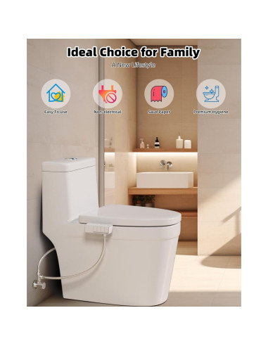 Bidet Mecánico Hibbent para Inodoro Doble Boquilla Blanco