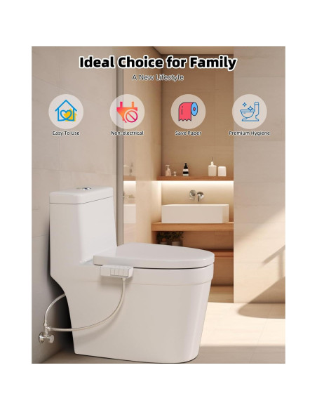 Bidet Mecánico Hibbent para Inodoro Doble Boquilla Blanco