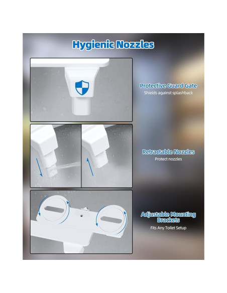 Bidet Mecánico Hibbent para Inodoro Doble Boquilla Blanco